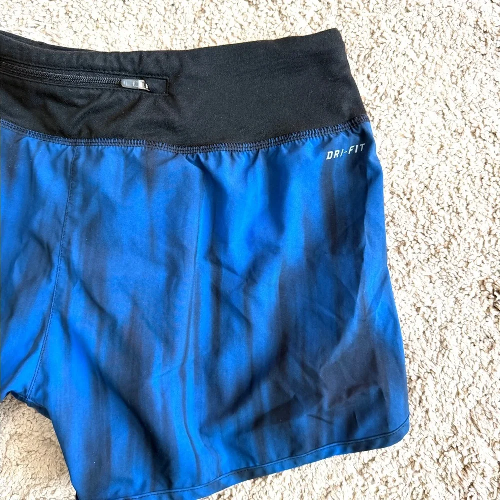 Nike Womens Shorts Size S Small Blue Black Dri Fit Running Athletic Fitness Gym